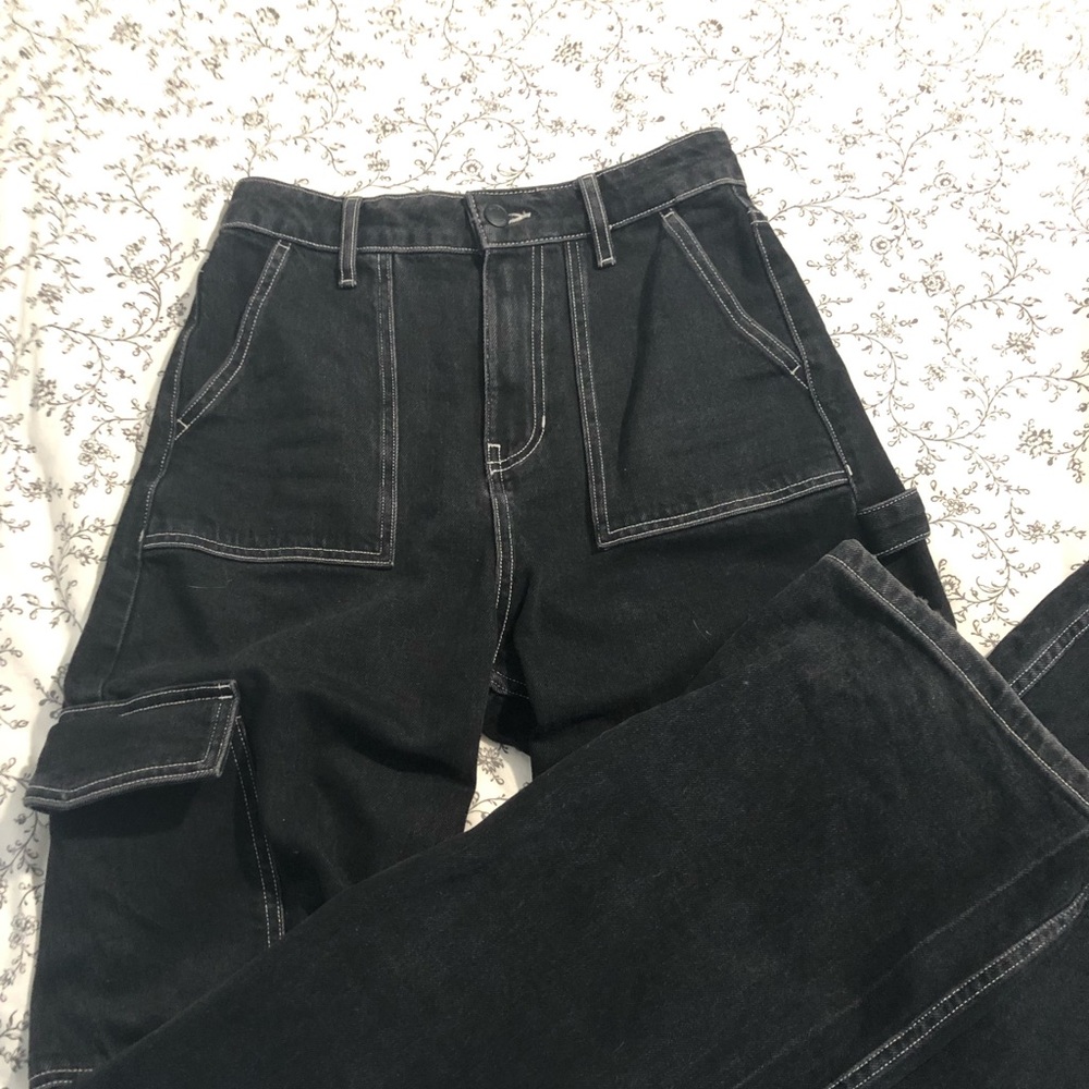 Brand New Hollister Social Tourist Black Stitched Carpenter Jeans